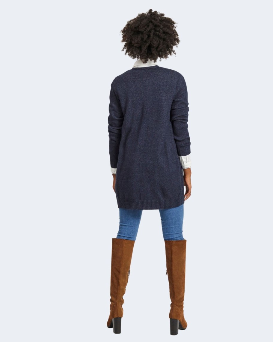 Donna Vila Clothes | Cardigan Vila Clothes Viril Open L/S Knit - Noos Blue Scuro