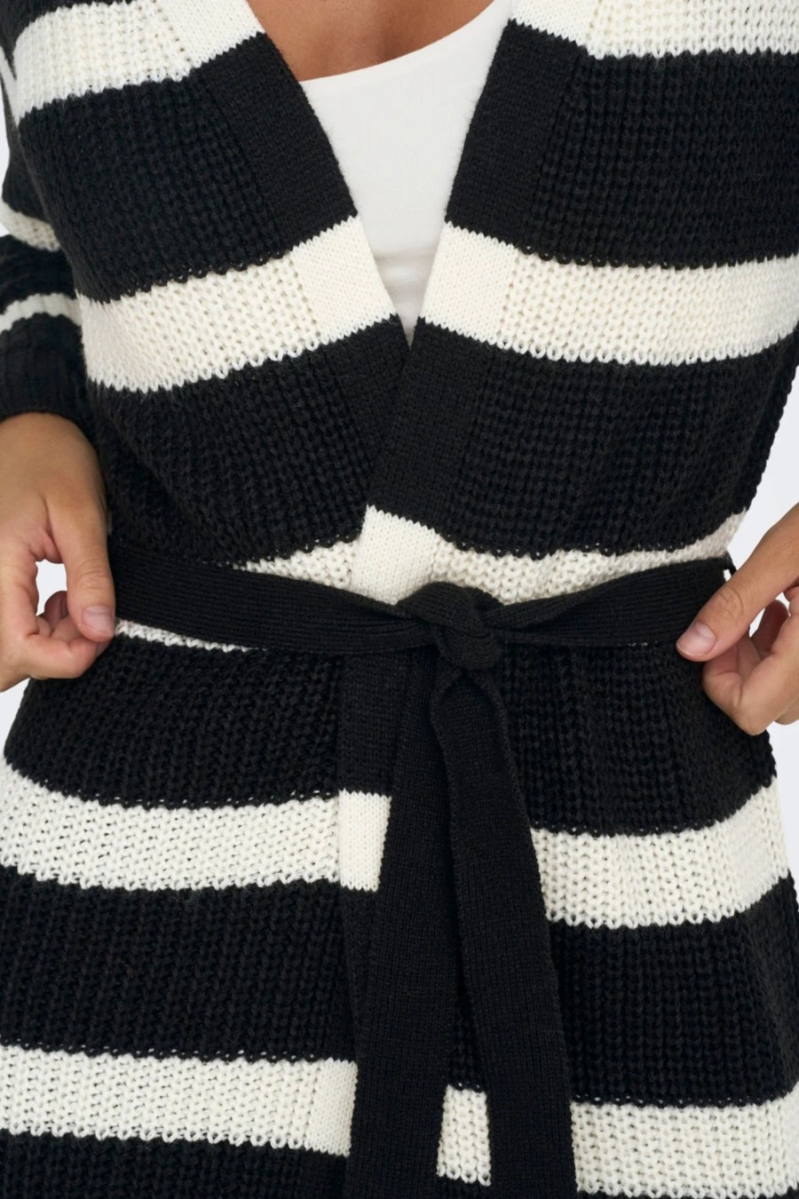 Donna Jacqueline de Yong | Cardigan Jacqueline De Yong Jdyjusty Gurli L/S Belt Stripe Cardi Knt Nero