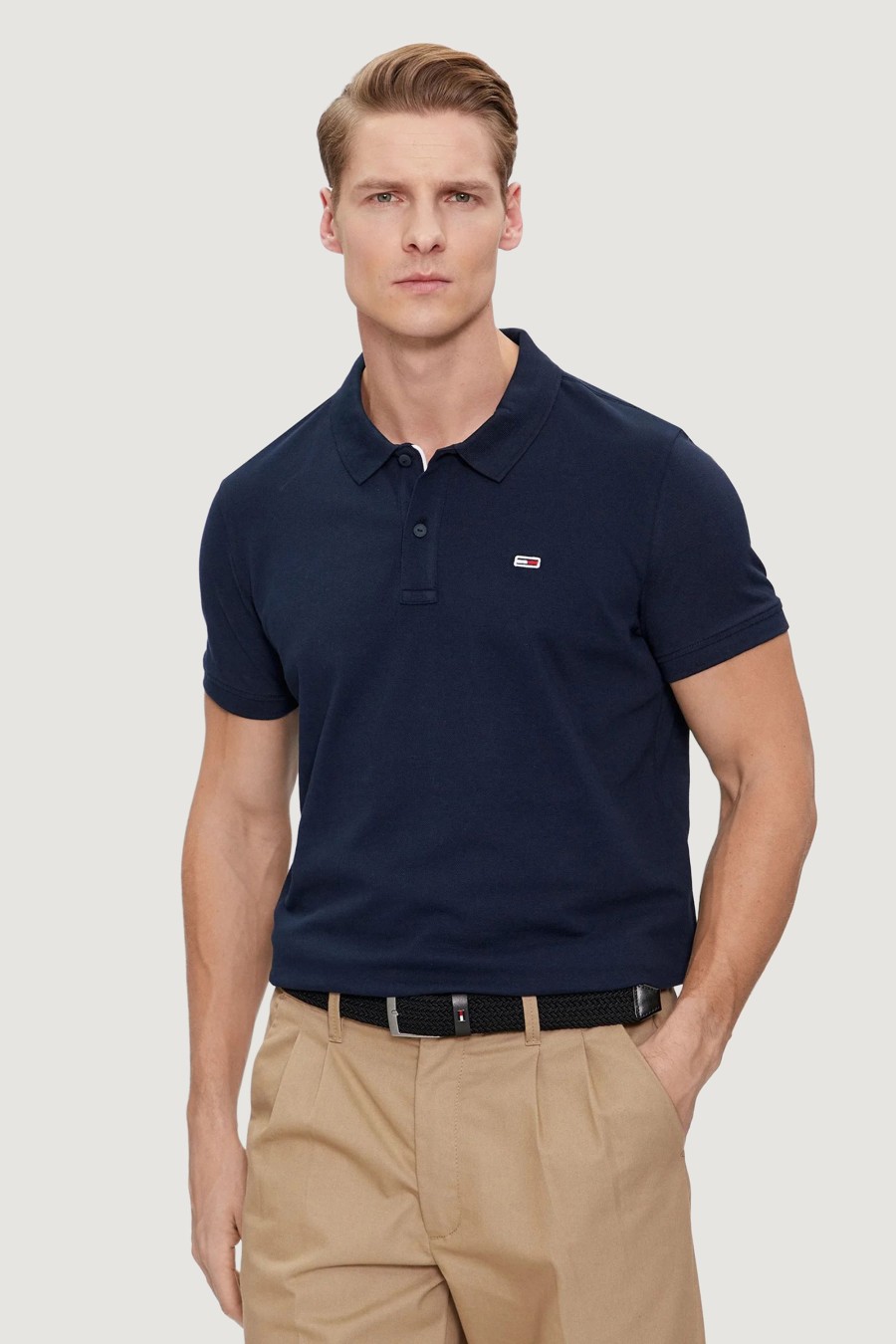 Uomo Tommy Hilfiger | Polo Manica Corta Tommy Hilfiger Slim Placket Blue Scuro