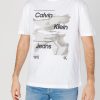 Uomo Calvin Klein | T-Shirt Calvin Klein Diffused Logo Bianco