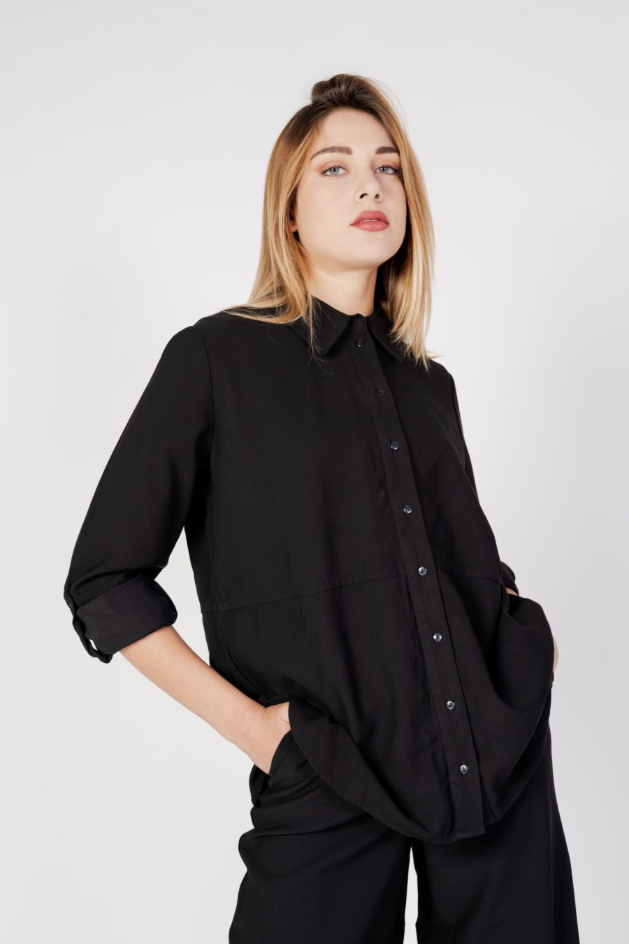 Donna Jacqueline de Yong | Camicia Manica Lunga Jacqueline De Yong Jdyolli L/S Long Shirt Pnt Nero