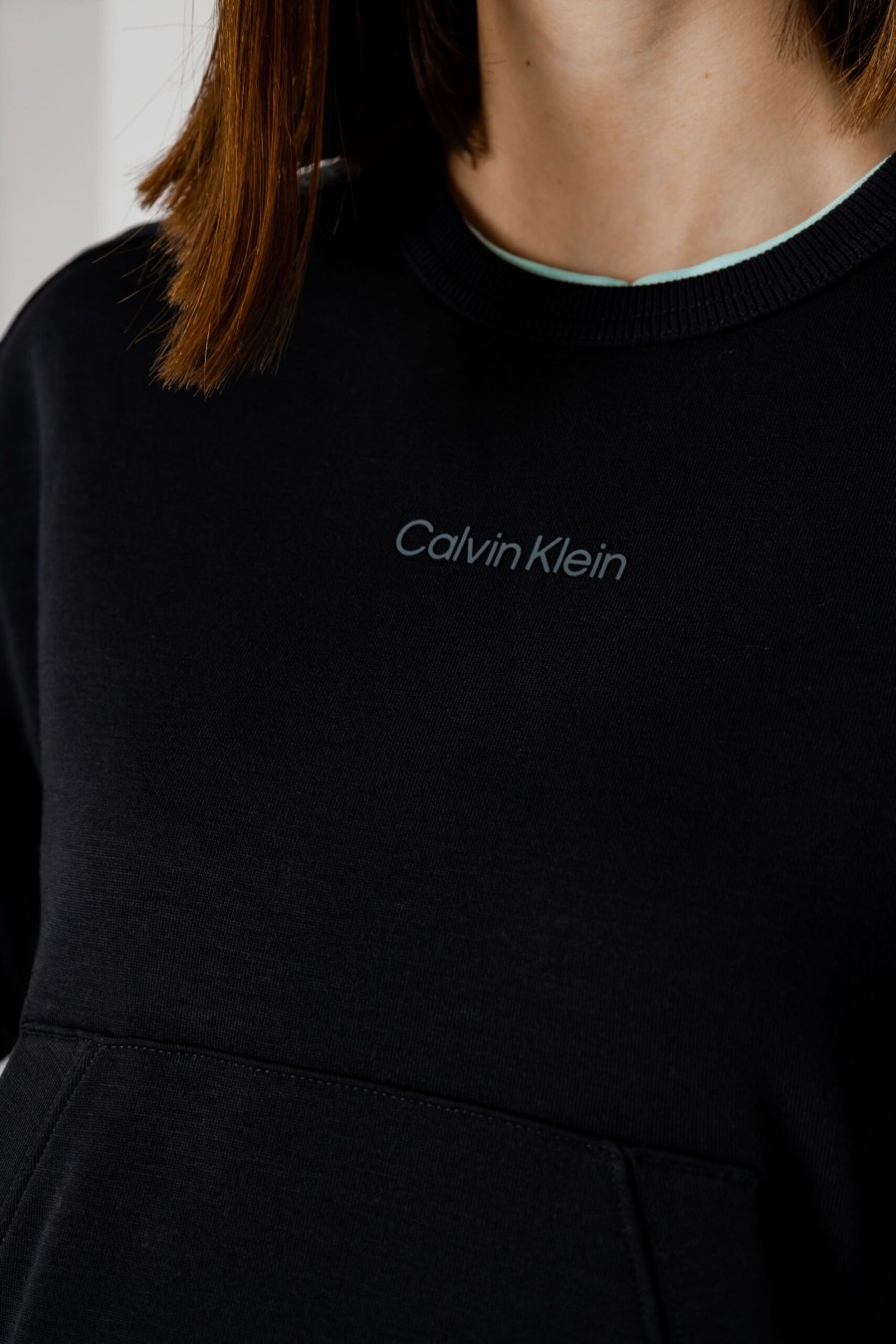 Donna Calvin Klein Sport | Felpa Senza Cappuccio Calvin Klein Sport Pw - Pullover Cropped Nero