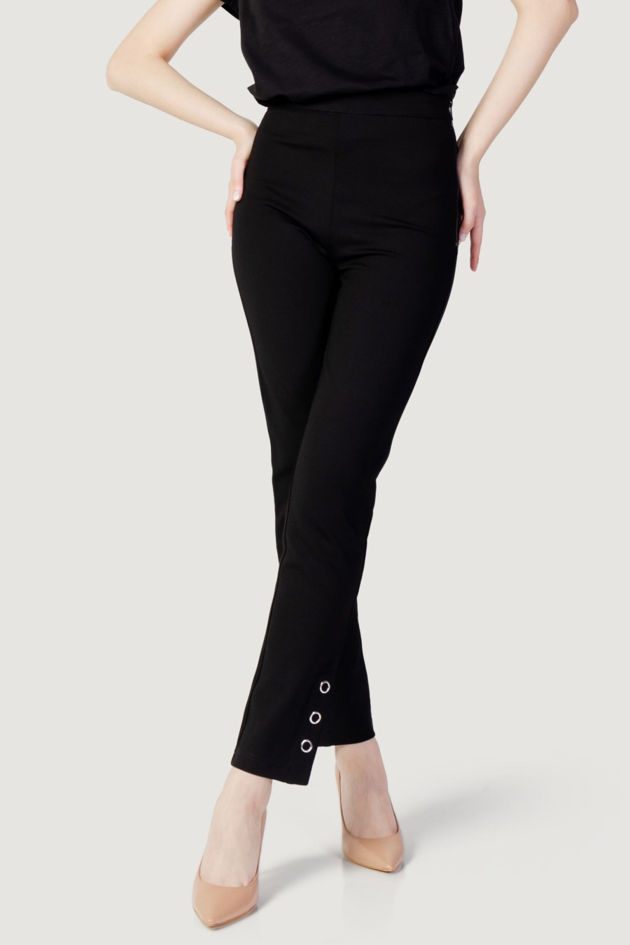 Donna Guess | Pantaloni A Sigaretta Guess Claudia Ring Ankle Nero