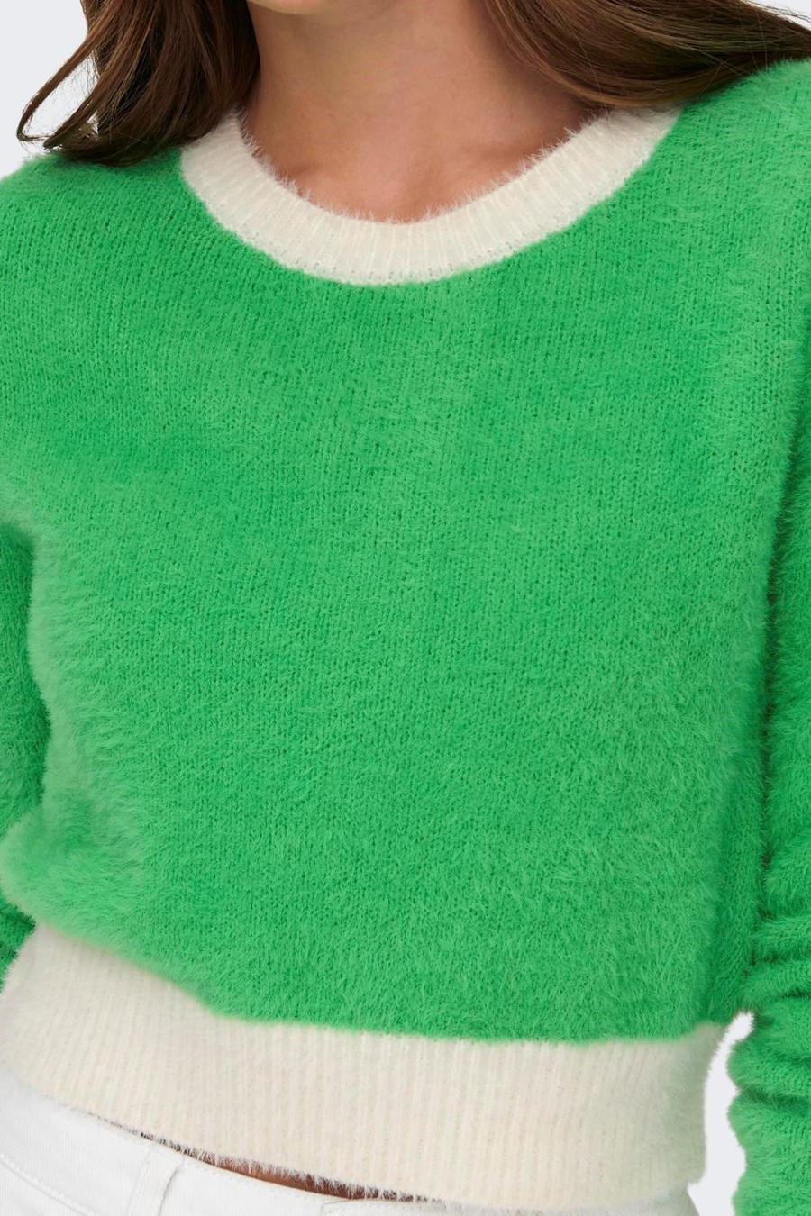 Donna Only | Maglione Only Onlpiumo L/S Crop Contrast Pull Cc Knt Verde