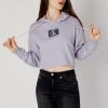 Donna Calvin Klein | Felpa Con Cappuccio Calvin Klein Printed Box Cropped Viola