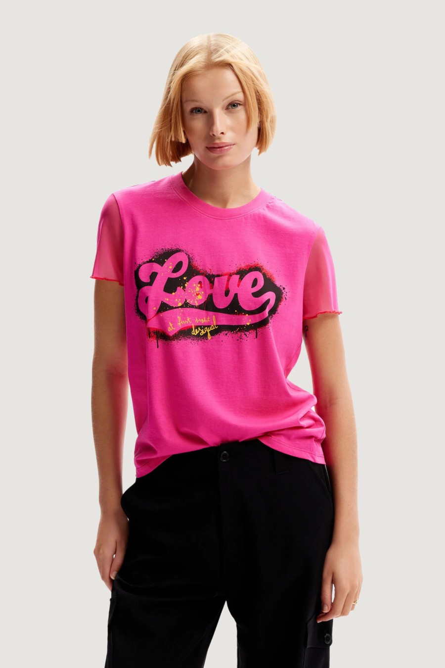 Donna Desigual | T-Shirt Desigual Love Fuxia