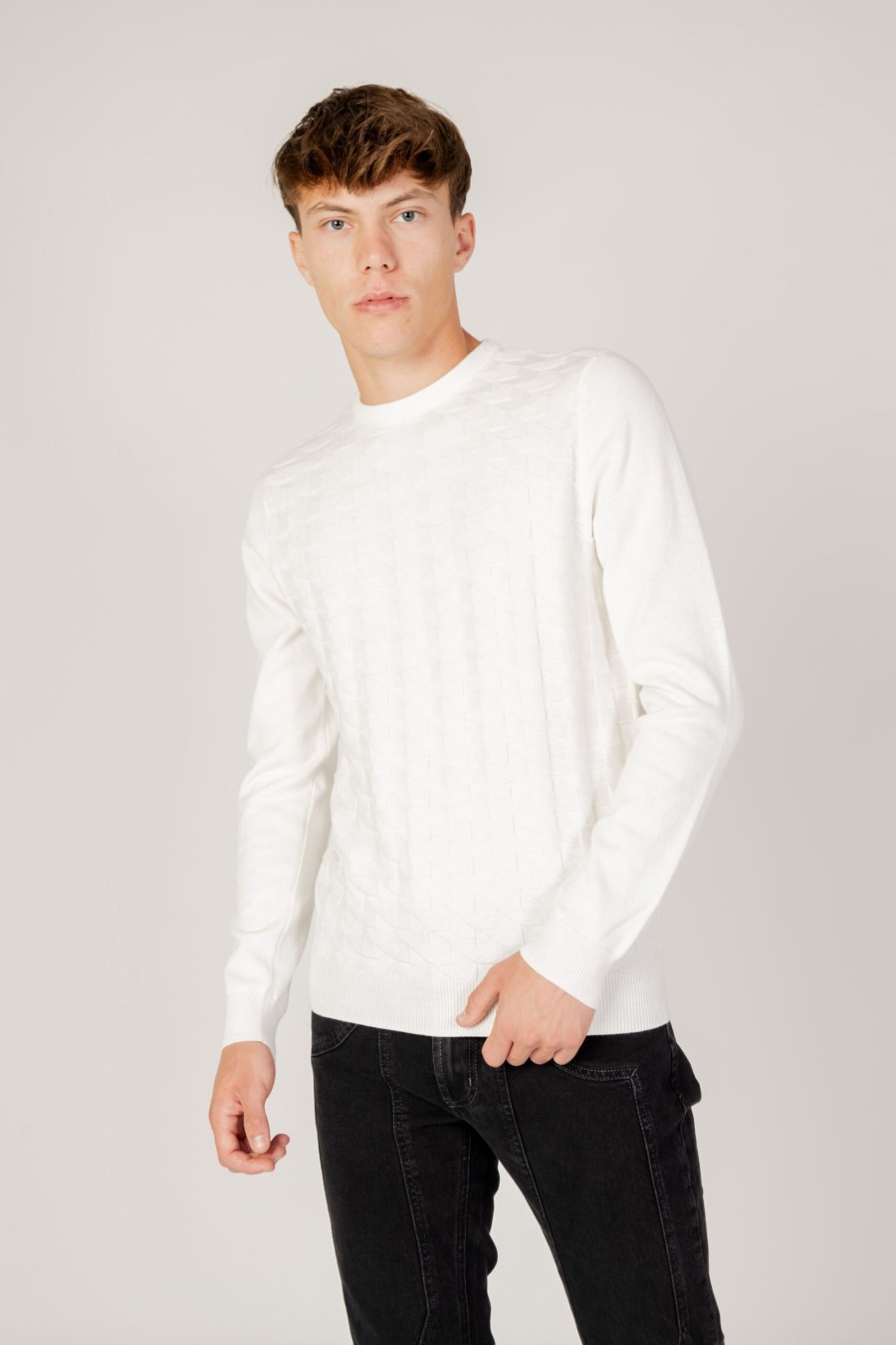 Uomo Antony Morato | Maglione Antony Morato Regular Fit In Filato Crema