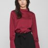 Donna Vila Clothes | T-Shirt Manica Lunga Vila Clothes Viellette Highneck L/S Shirt Bordeaux