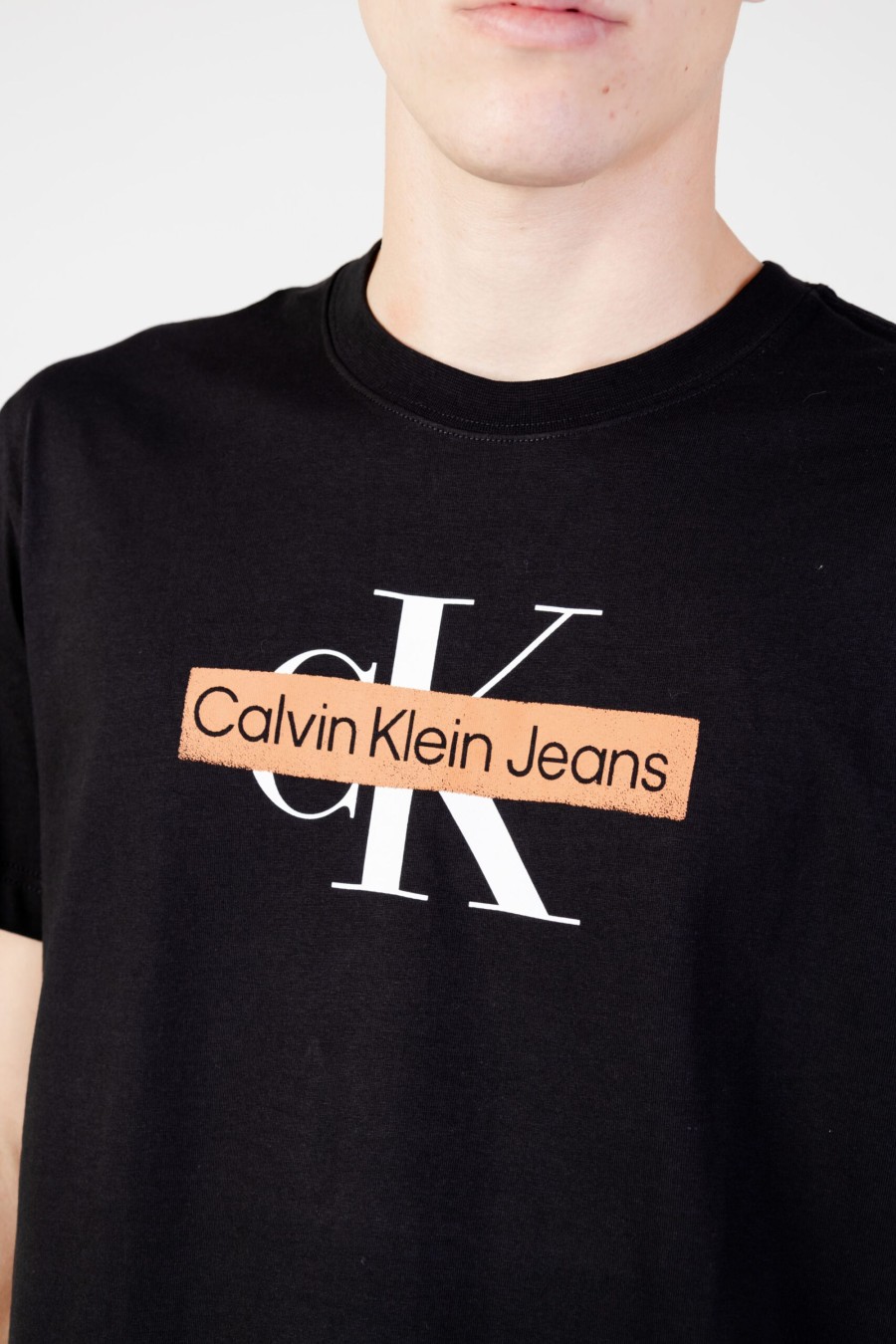 Uomo Calvin Klein | T-Shirt Calvin Klein Monologo Stencil Tee Nero