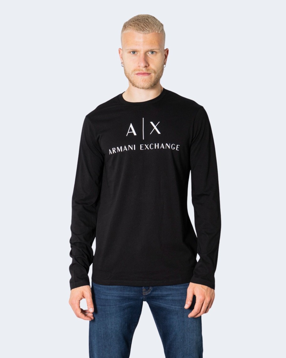 Uomo Armani Exchange | T-Shirt Manica Lunga Armani Exchange Nero