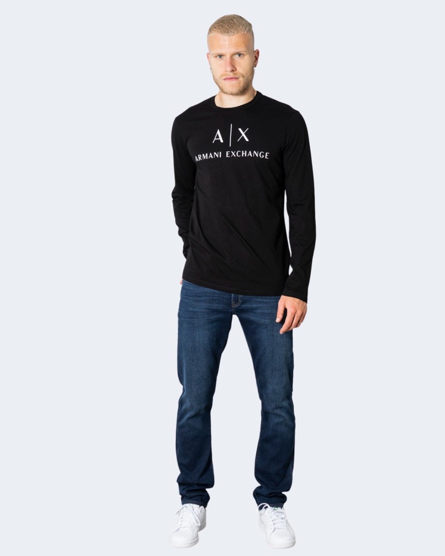 Uomo Armani Exchange | T-Shirt Manica Lunga Armani Exchange Nero