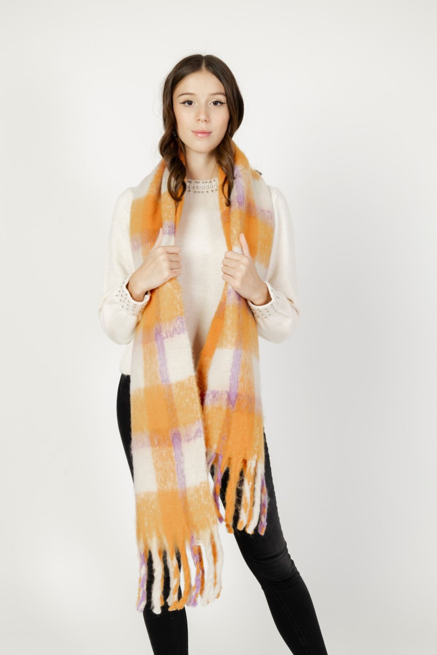 Donna Only | Sciarpa Only Onlmia Check Scarf Cc Arancione