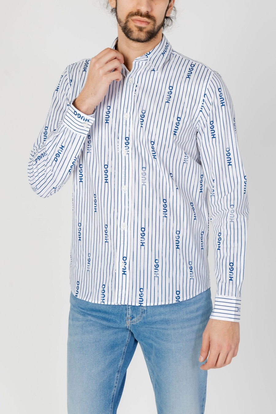 Uomo Hugo | Camicia Manica Lunga Hugo Emero 10254835 01 Blu