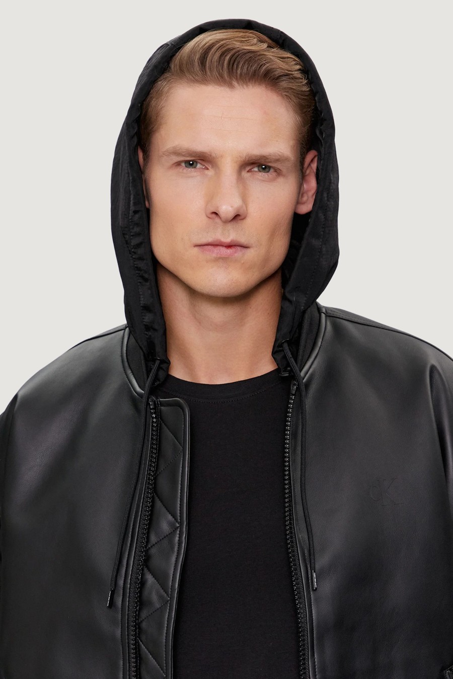 Uomo Calvin Klein | Giubbotto Calvin Klein Faux Leather Bomber Nero