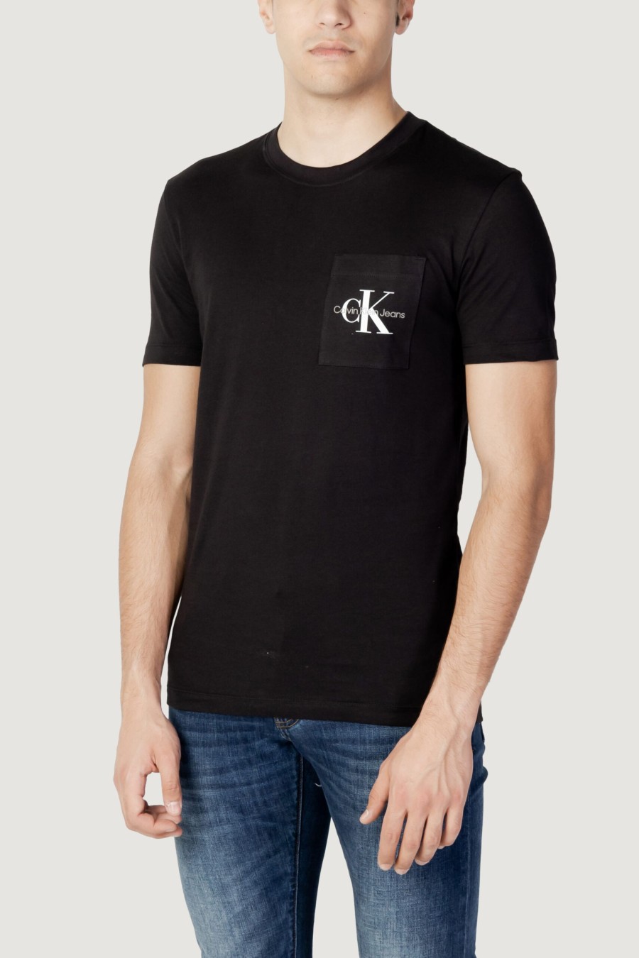 Uomo Calvin Klein | T-Shirt Calvin Klein Core Monologo Pocket Slim Tee Nero