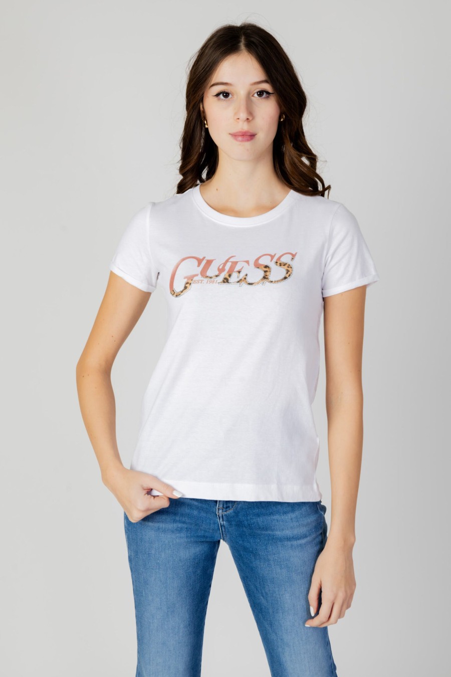 Donna Guess | T-Shirt Guess Ss Cn Leo Bianco