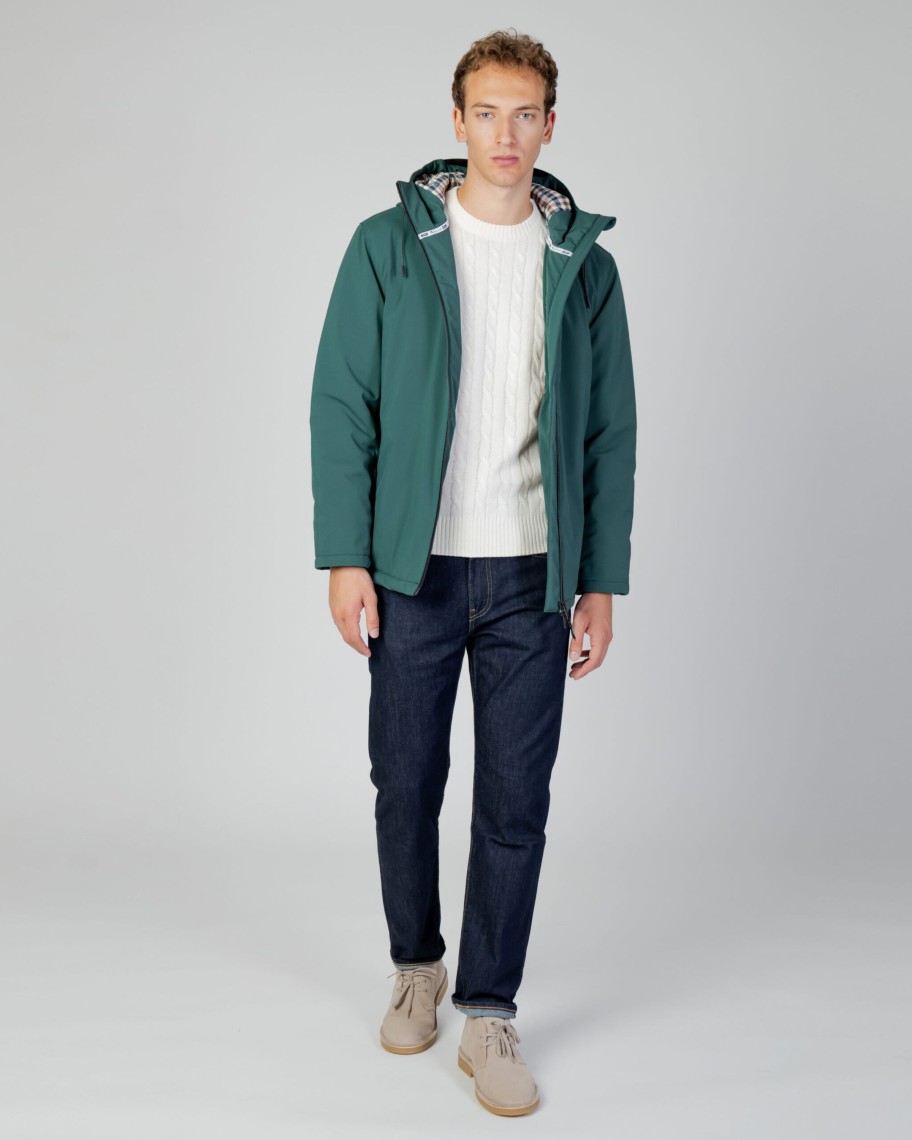 Uomo Aquascutum | Parka Aquascutum Active Shell Mid Parka Verde