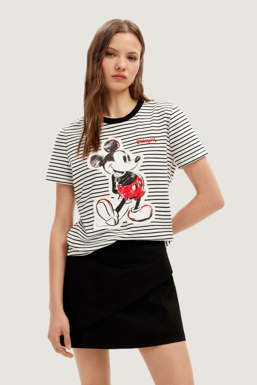 Donna Desigual | T-Shirt Desigual Mickey Patch Bianco