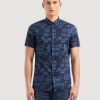 Uomo Armani Exchange | Camicia Manica Corta Armani Exchange Blu