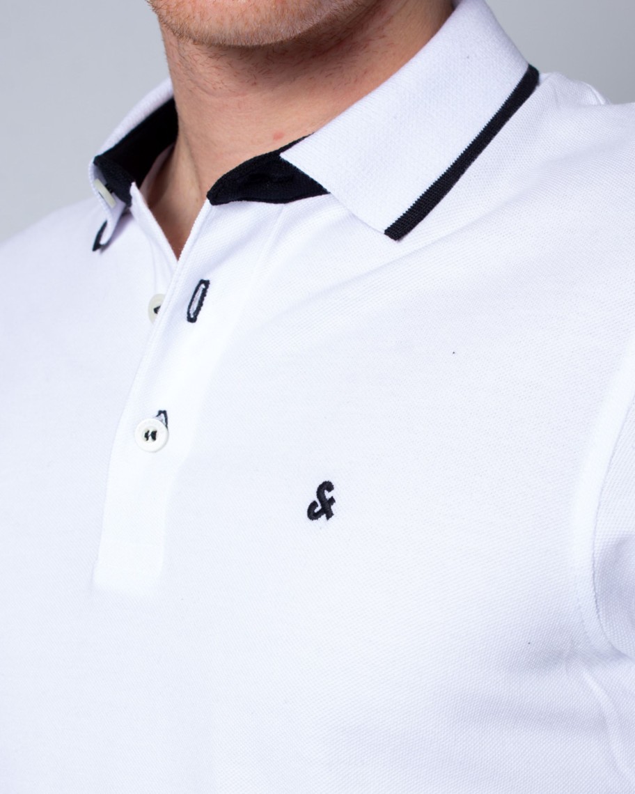 Uomo Jack Jones | Polo Manica Corta Jack Jones Paulos Ss Noos Bianco