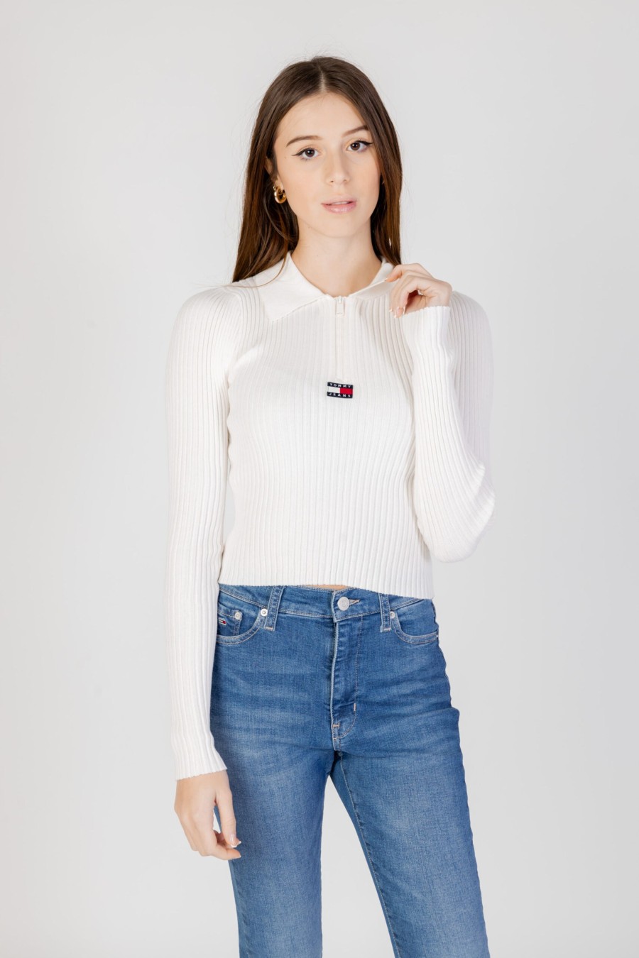 Donna Tommy Hilfiger | Maglia Tommy Hilfiger Half Zip Thru Panna