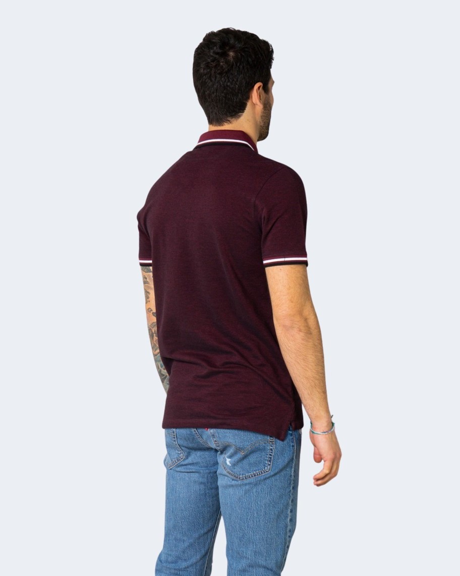 Uomo Jack Jones | Polo Manica Corta Jack Jones Jjepaulos Polo Ss Noos Bordeaux