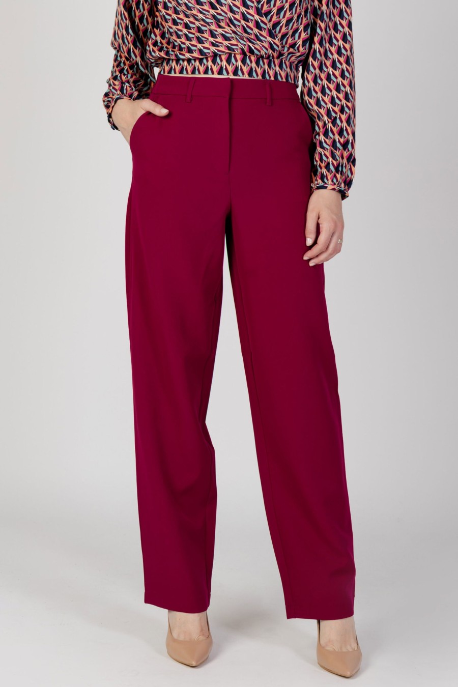 Donna Vila Clothes | Pantaloni A Palazzo Vila Clothes Vikamma Hw Pant Noos Bordeaux