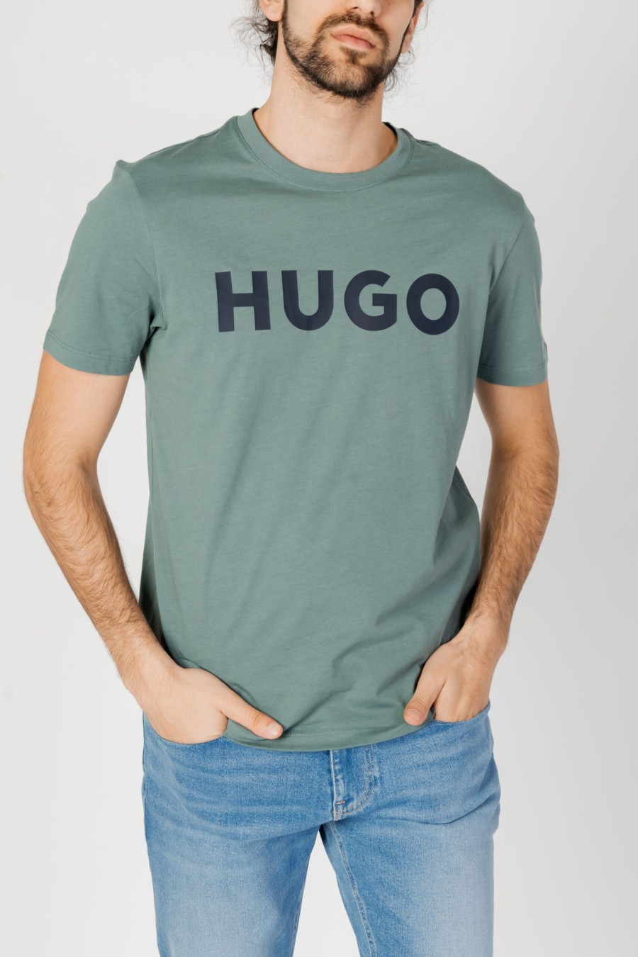 Uomo Hugo | T-Shirt Hugo Dulivio 10229761 01 Verde Scuro