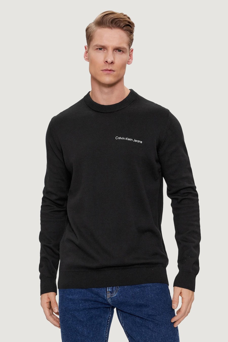 Uomo Calvin Klein | Maglione Calvin Klein Institutional Essent Nero