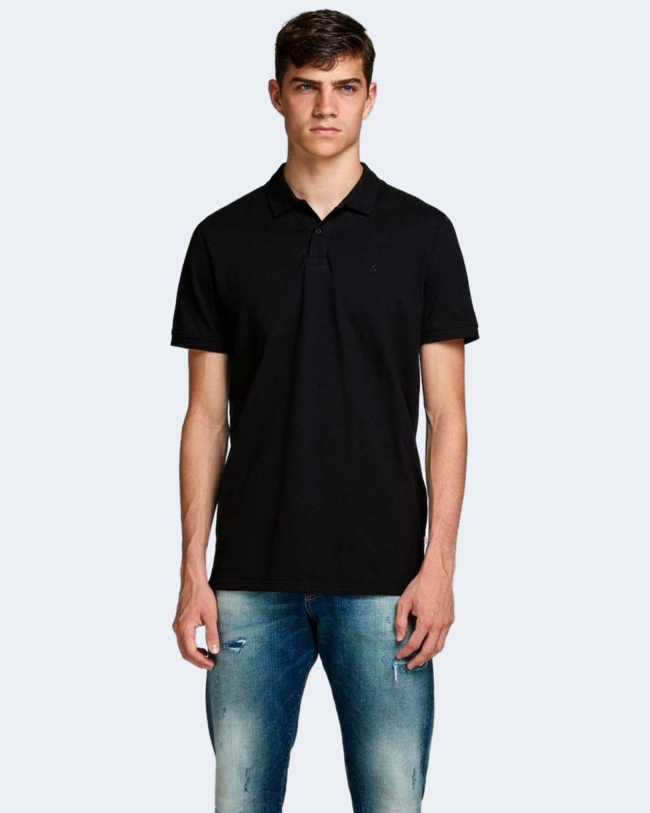 Uomo Jack Jones | Polo Manica Corta Jack Jones Jjebasic Ss Noos Nero