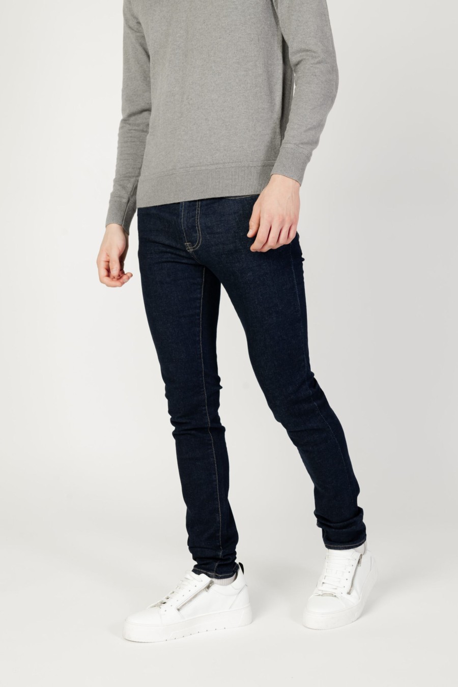 Uomo Gas | Jeans Slim Gas Sax Zip Rev Denim Scuro