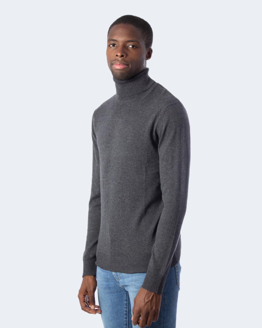 Uomo Jack Jones | Dolcevita Jack Jones Jjeemil Knit Roll Neck Noos Grigio Scuro