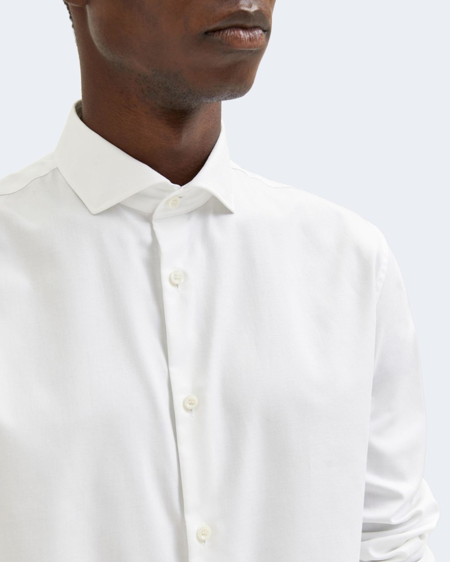 Uomo Selected | Camicia Manica Lunga Selected Slhslimethan Shirt Ls Cut Away B Noos Bianco