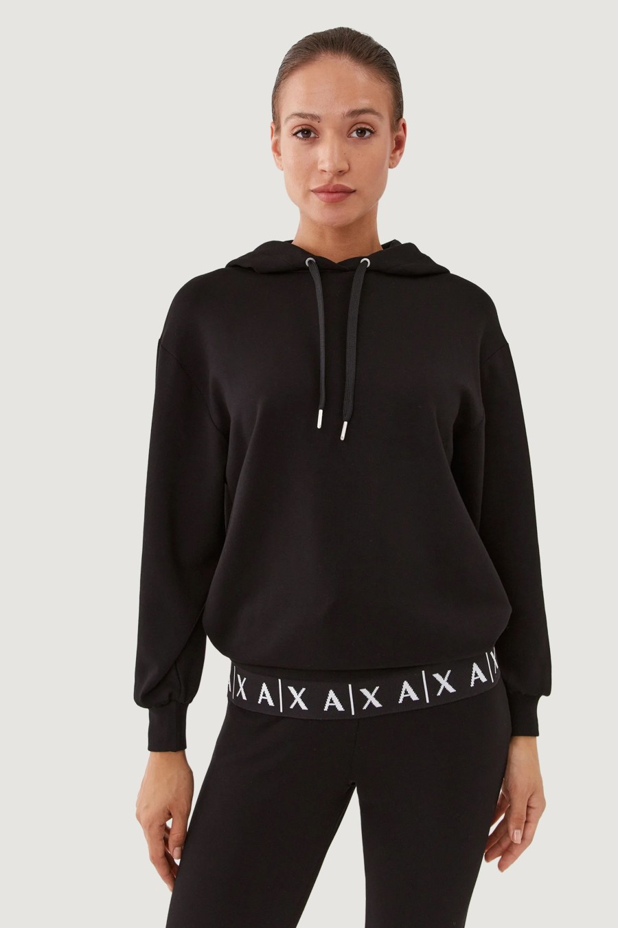 Donna Armani Exchange | Felpa Con Cappuccio Armani Exchange Nero