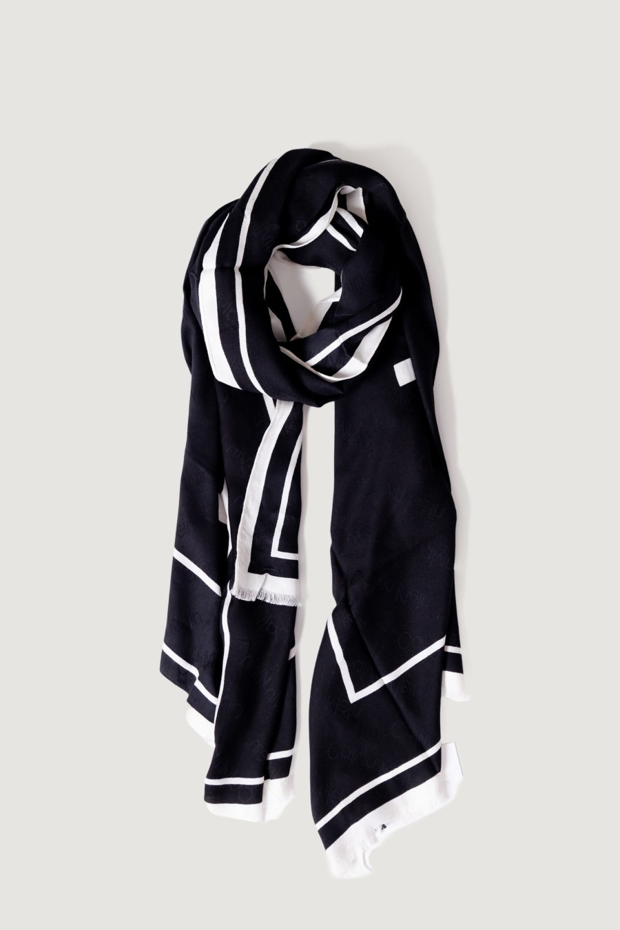 Donna Calvin Klein | Pashmina Calvin Klein Logo Jq Scarf O/Print 70X180 Nero