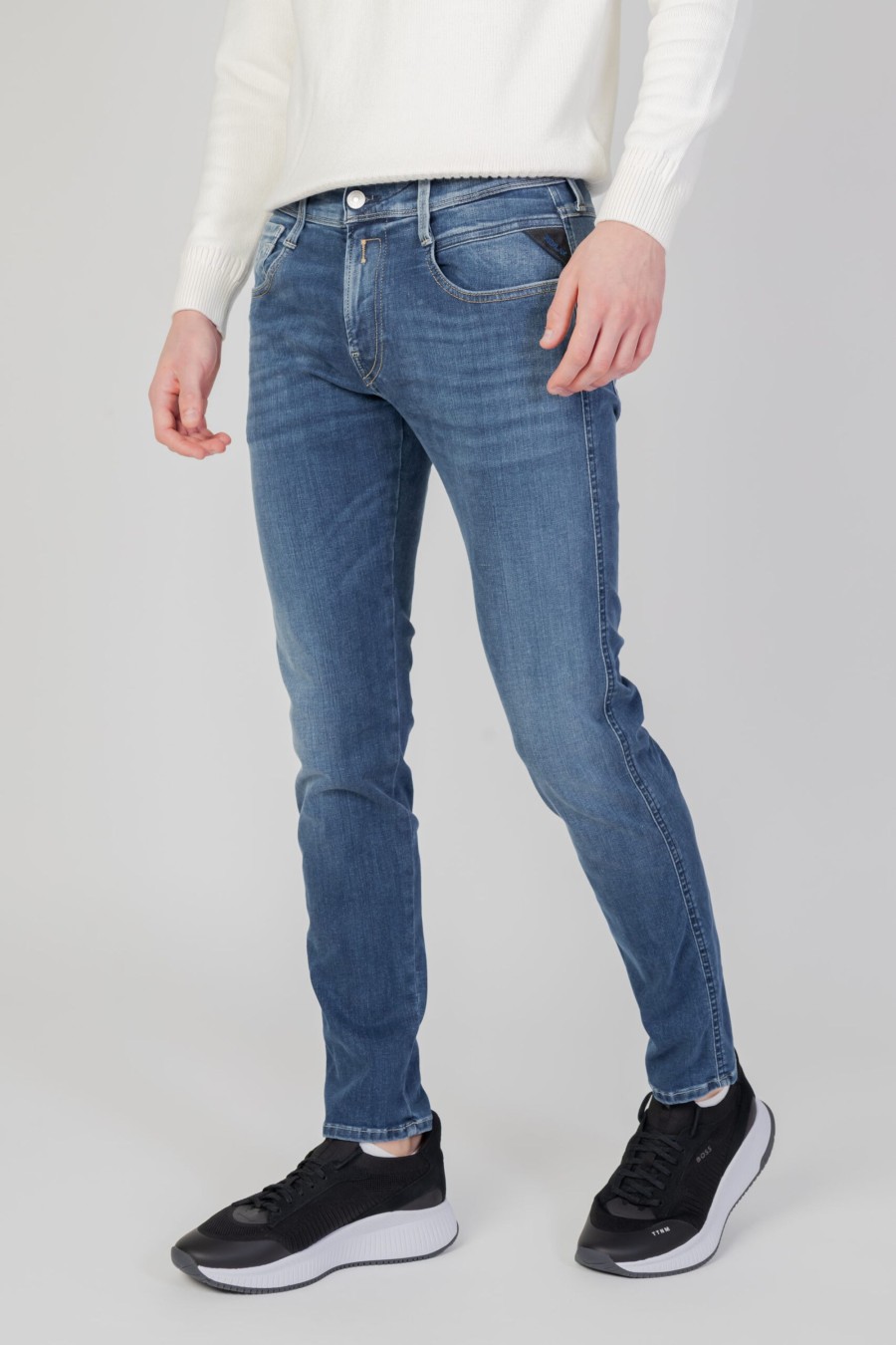 Uomo Replay | Jeans Slim Replay Anbass Blu