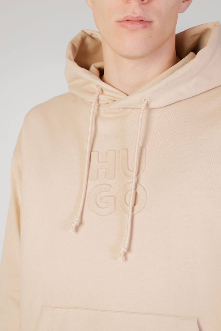 Uomo Hugo | Felpa Con Cappuccio Hugo Dokras Beige