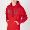 Uomo Boss | Felpa Con Cappuccio Boss Webasichood Rosso