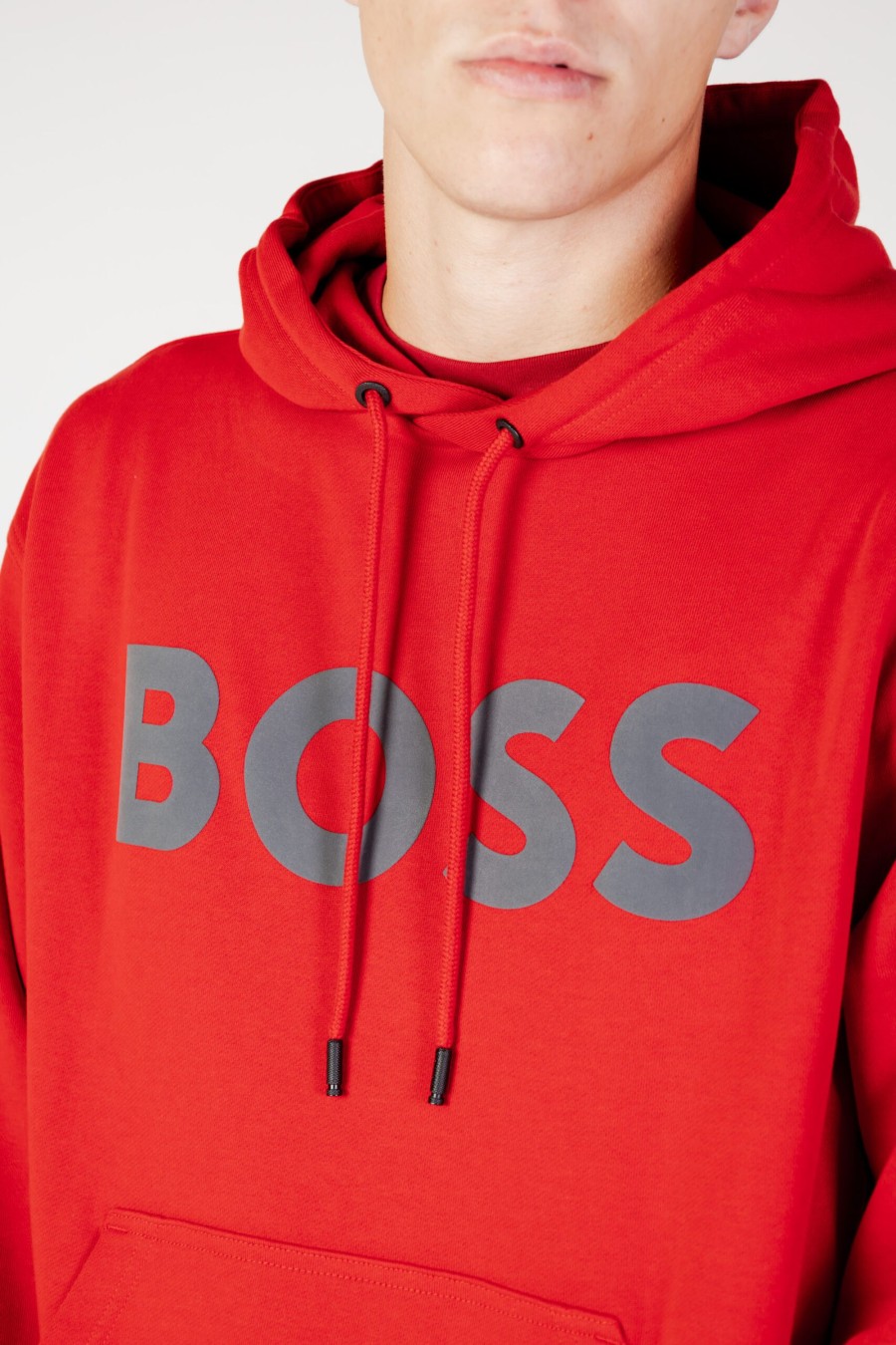 Uomo Boss | Felpa Con Cappuccio Boss Webasichood Rosso