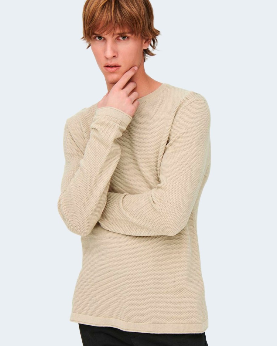 Uomo Only & Sons | Maglia Only & Sons Onspanter Reg 12 Struc Crew Knit Noos Beige