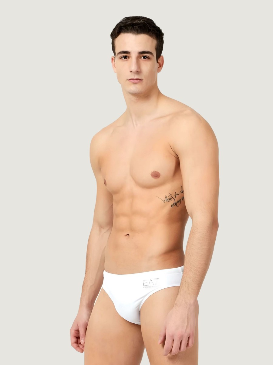 Uomo EA7 | Costume Da Bagno Ea7 Bianco