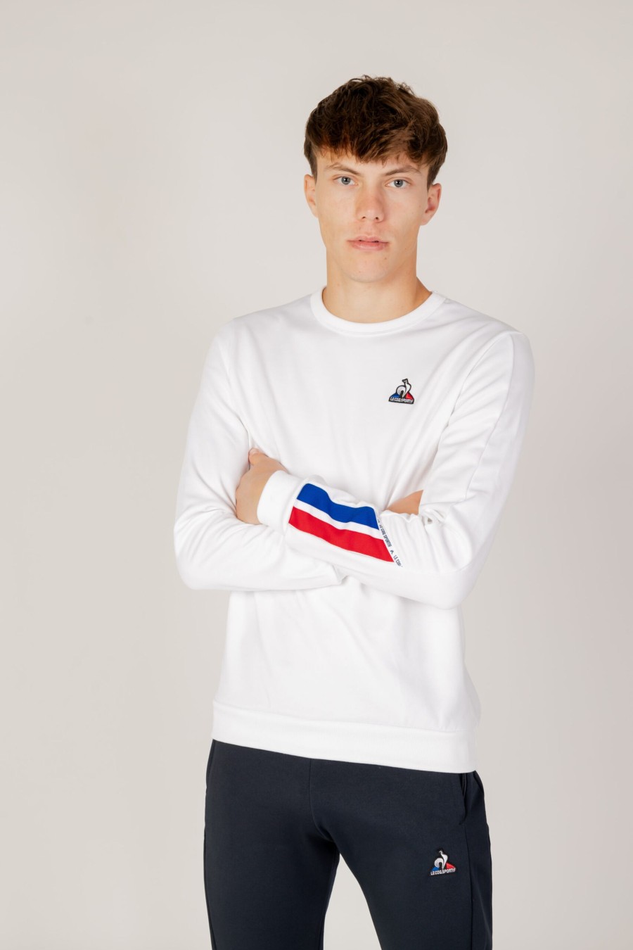 Uomo Le Coq Sportif | Felpa Senza Cappuccio Le Coq Sportif - Bianco