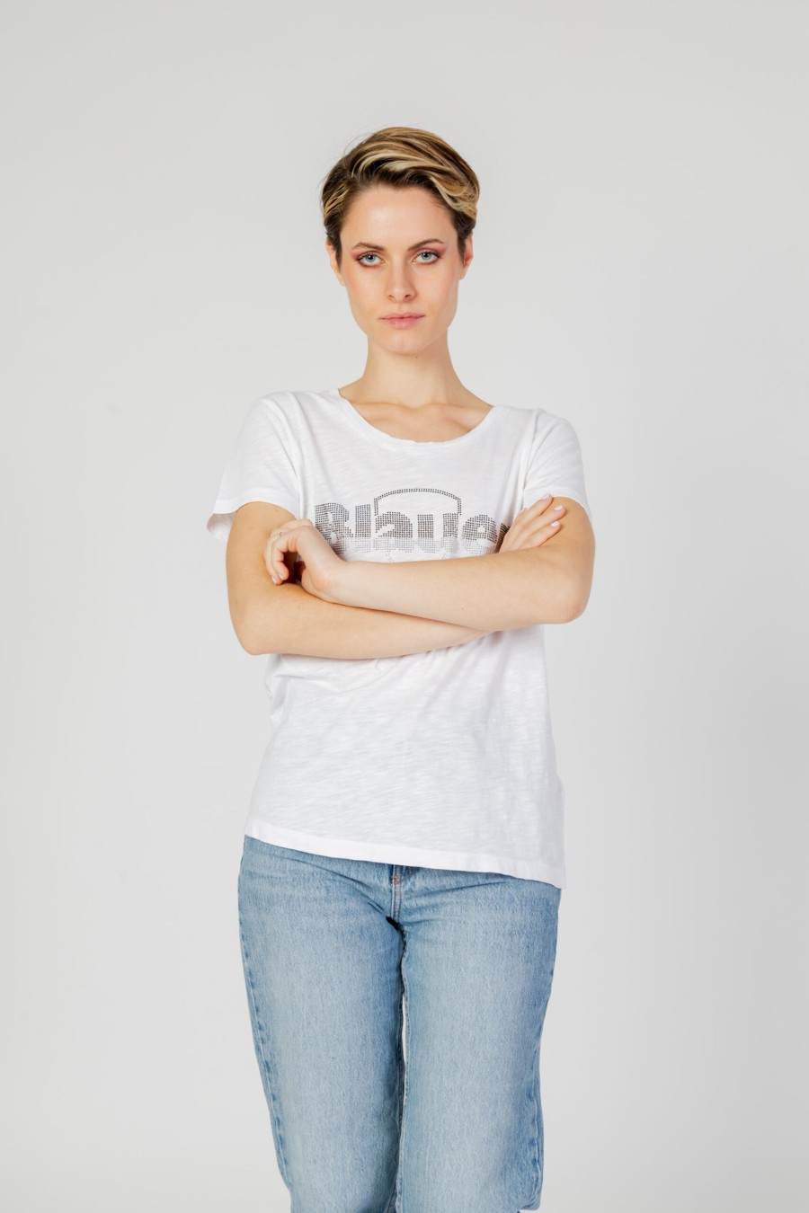 Donna Blauer | T-Shirt Blauer Bianco