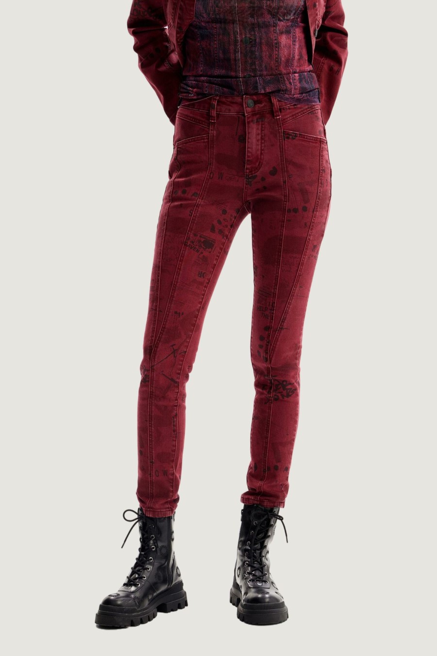 Donna Desigual | Jeans Skinny Desigual Lund Bordeaux