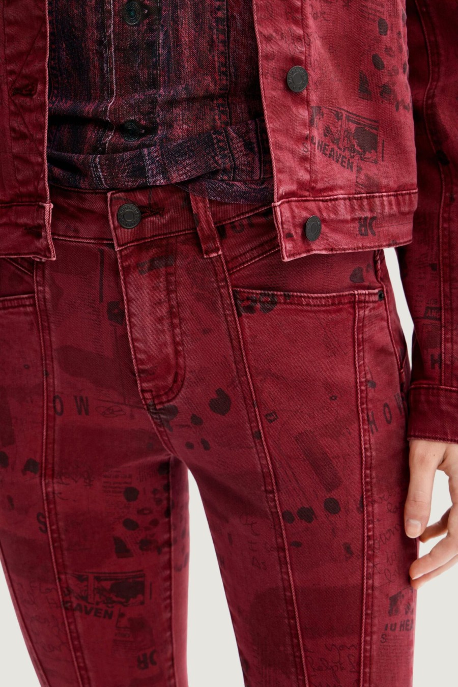 Donna Desigual | Jeans Skinny Desigual Lund Bordeaux