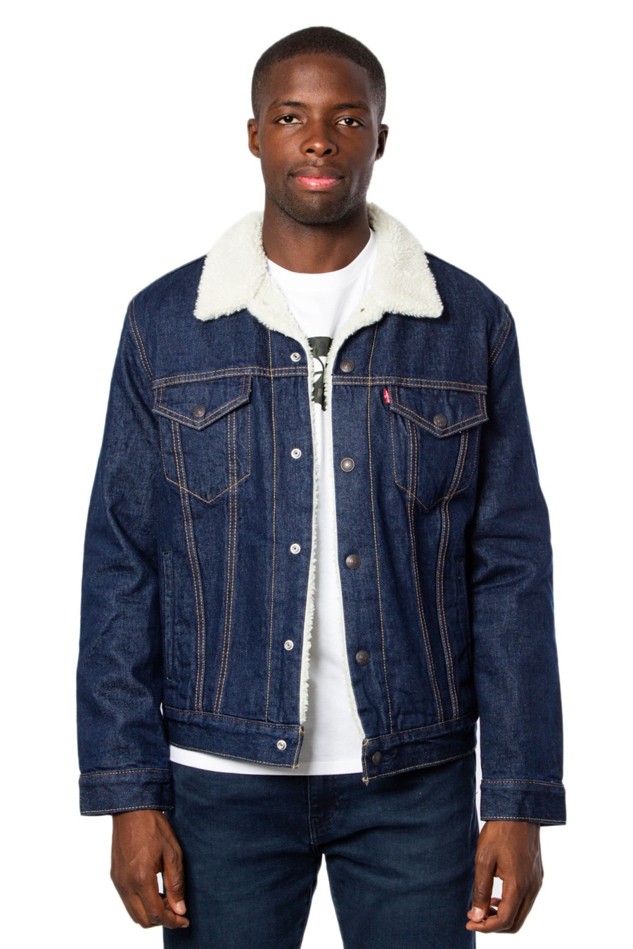 Uomo Levi's® | Giacchetto Levi'S® Type 3 Sherpa Trucker Denim Scuro