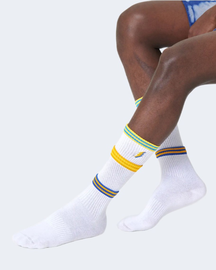 Donna Happy Socks | Calzini Happy Socks Colors Cuff Thin Crew Sock Bianco