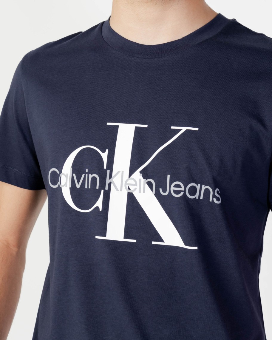 Uomo Calvin Klein | T-Shirt Calvin Klein Core Monogram Slim Tee Blu