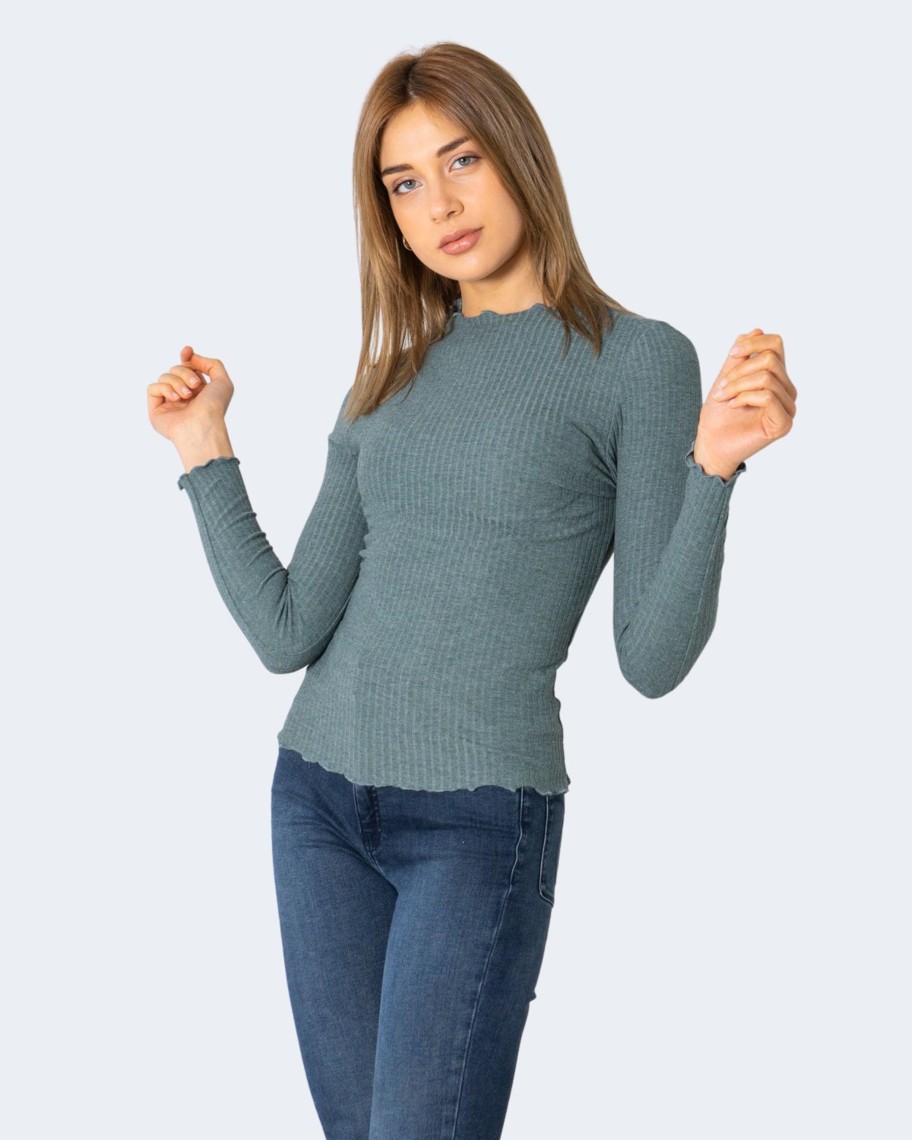 Donna Only | Maglia Only Emma L/S High Neck Top Noos Jrs Verde