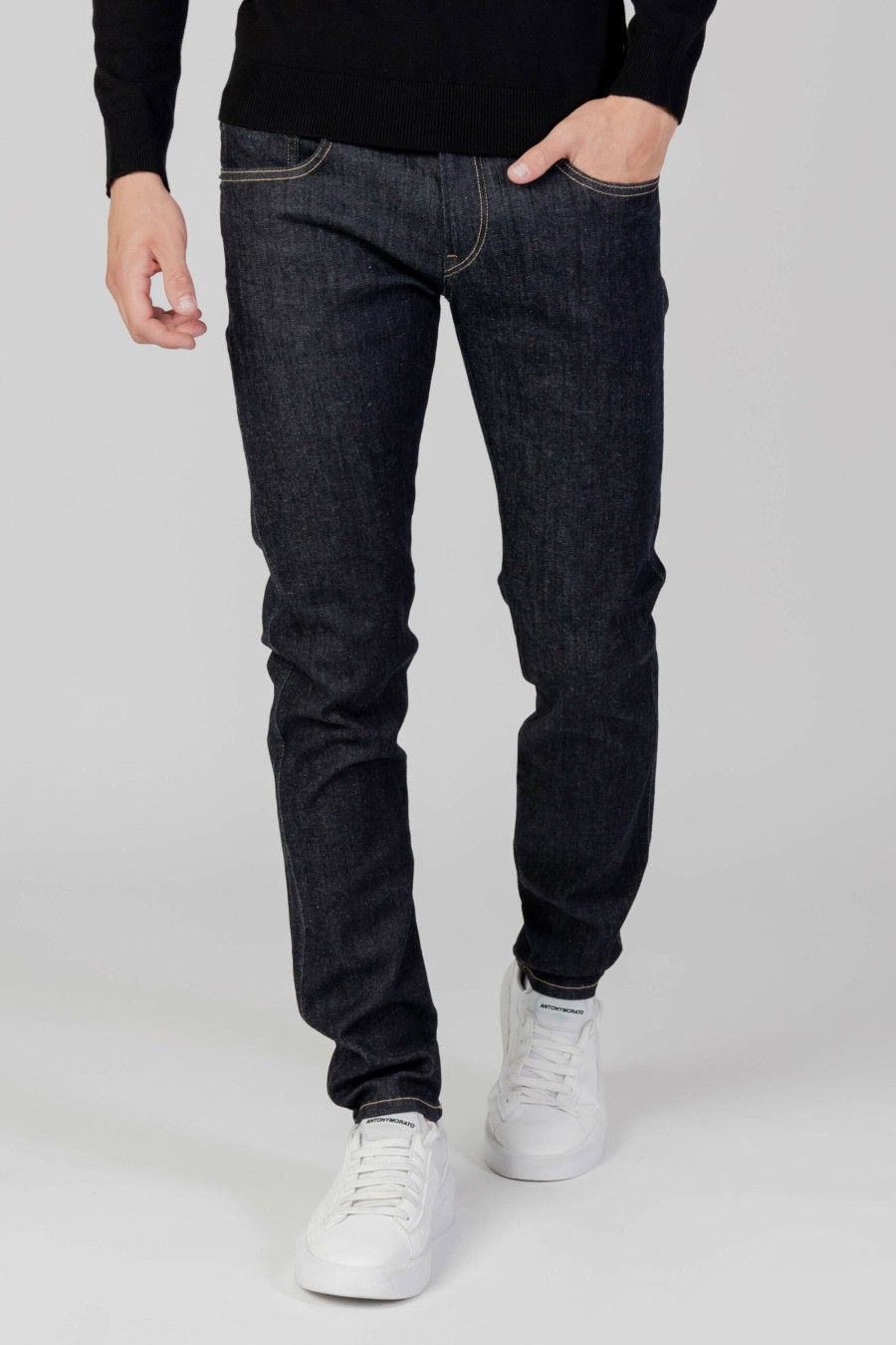 Uomo Replay | Jeans Slim Replay Anbass Blue Denim Scuro